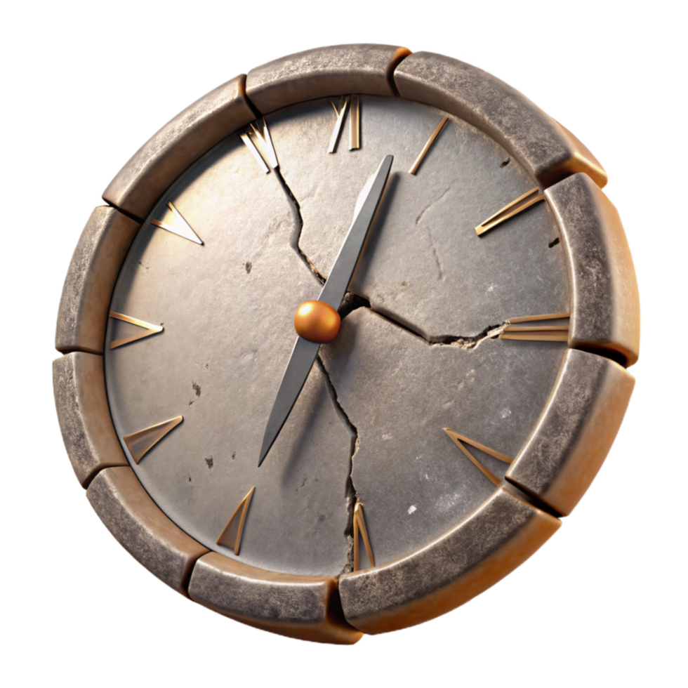 serene modern Broken Clock Hands Cutout with Rust Texture exclusive png