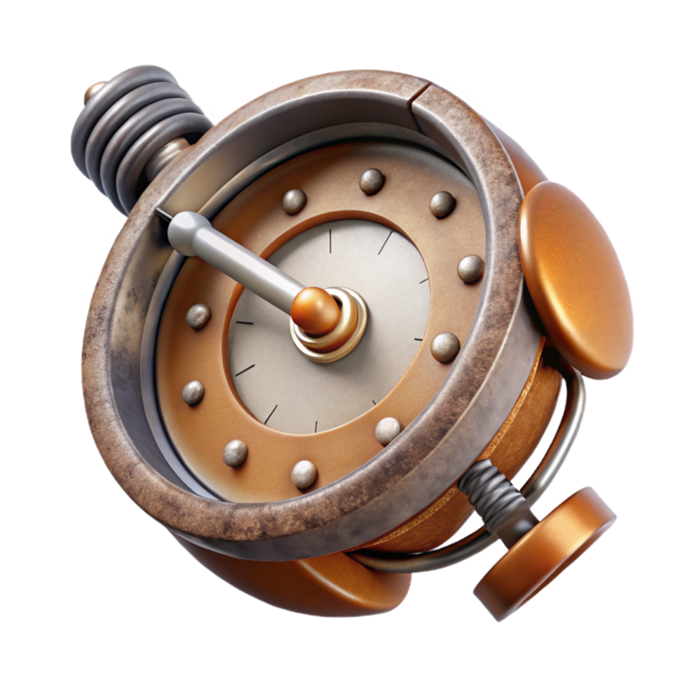 impressive rustic Broken Clock Spring Cutout with Metallic Sheen authentic png