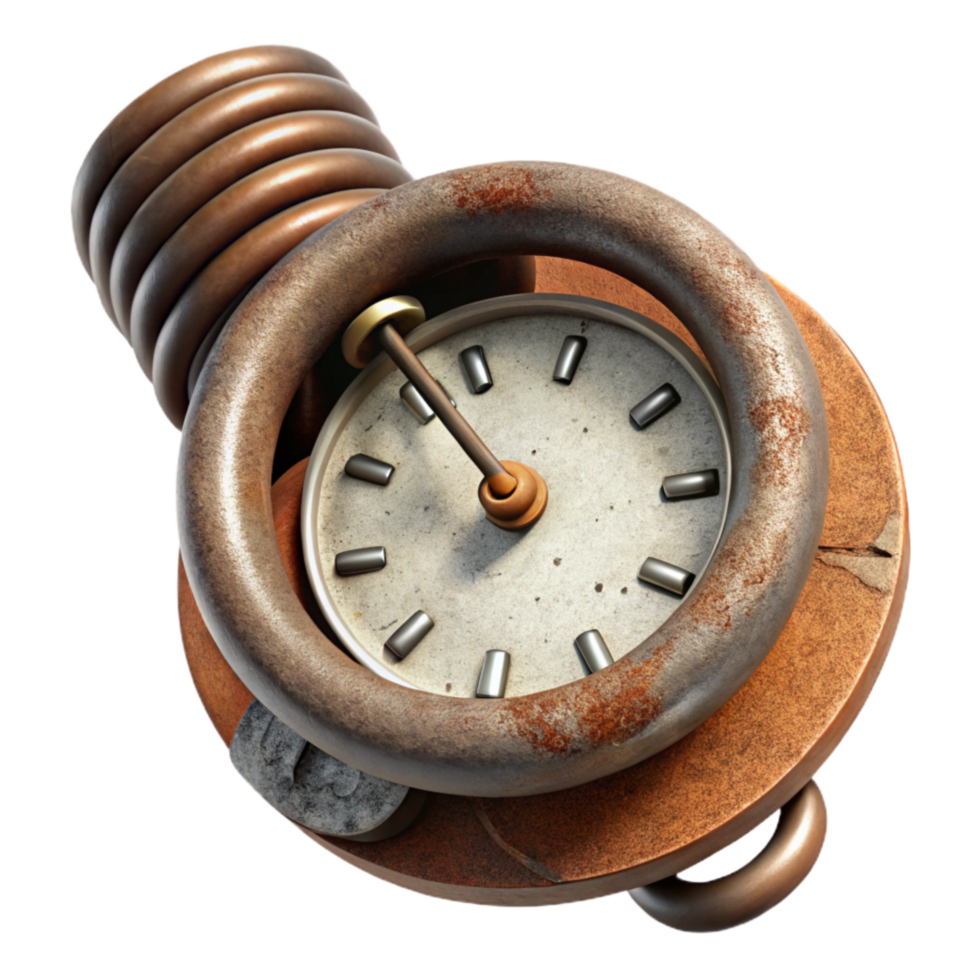 stunning creative Broken Clock Spring Cutout with Metallic Sheen professional png