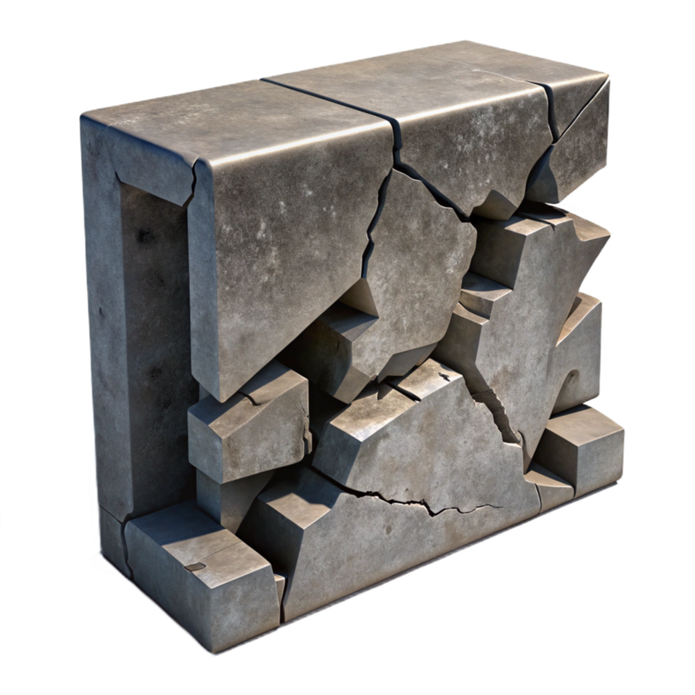 serene artistic Broken Concrete Wall Section with Dark Shadows Isolated detailed png