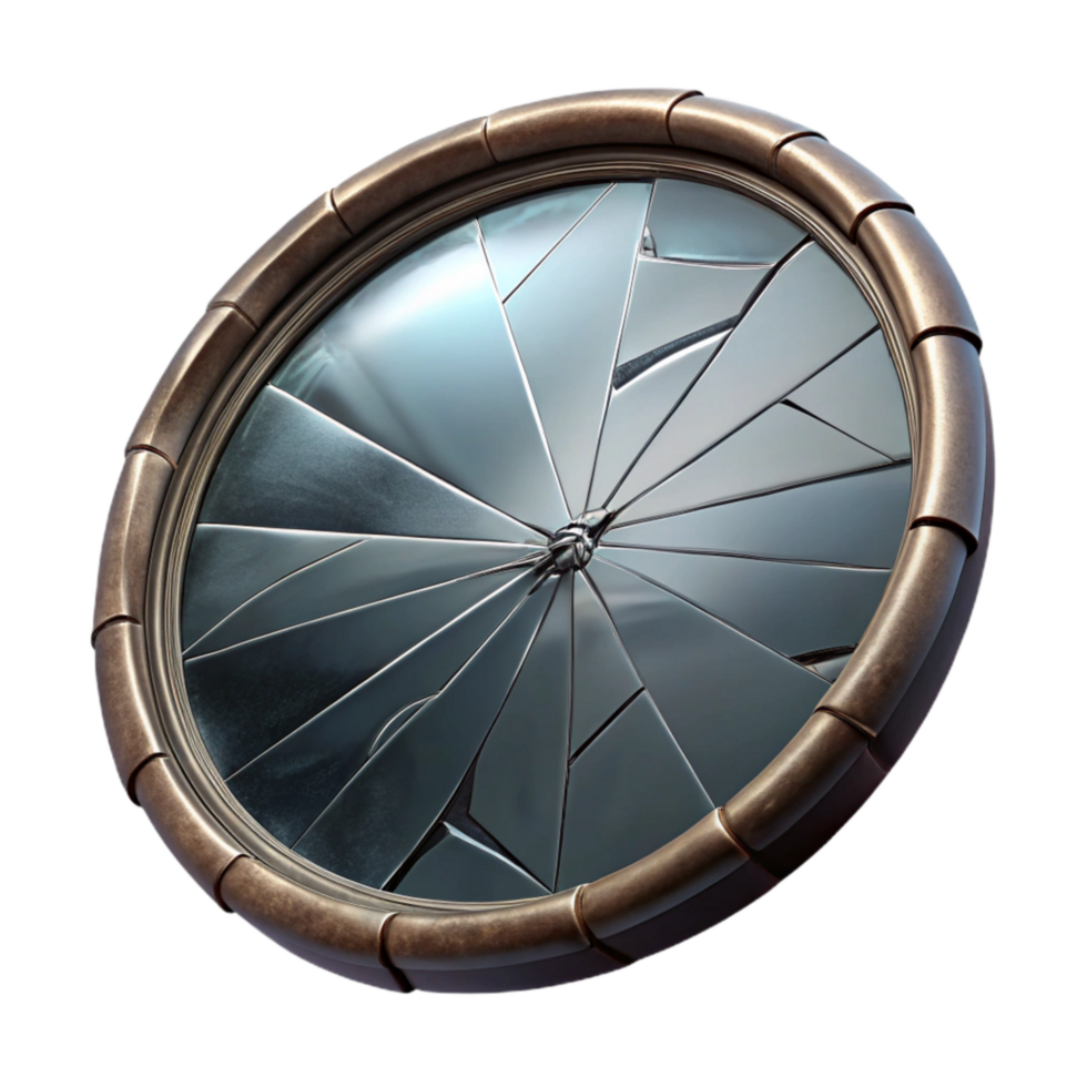 serene modern Broken Mirror with Isolated Cracks and Reflections original png