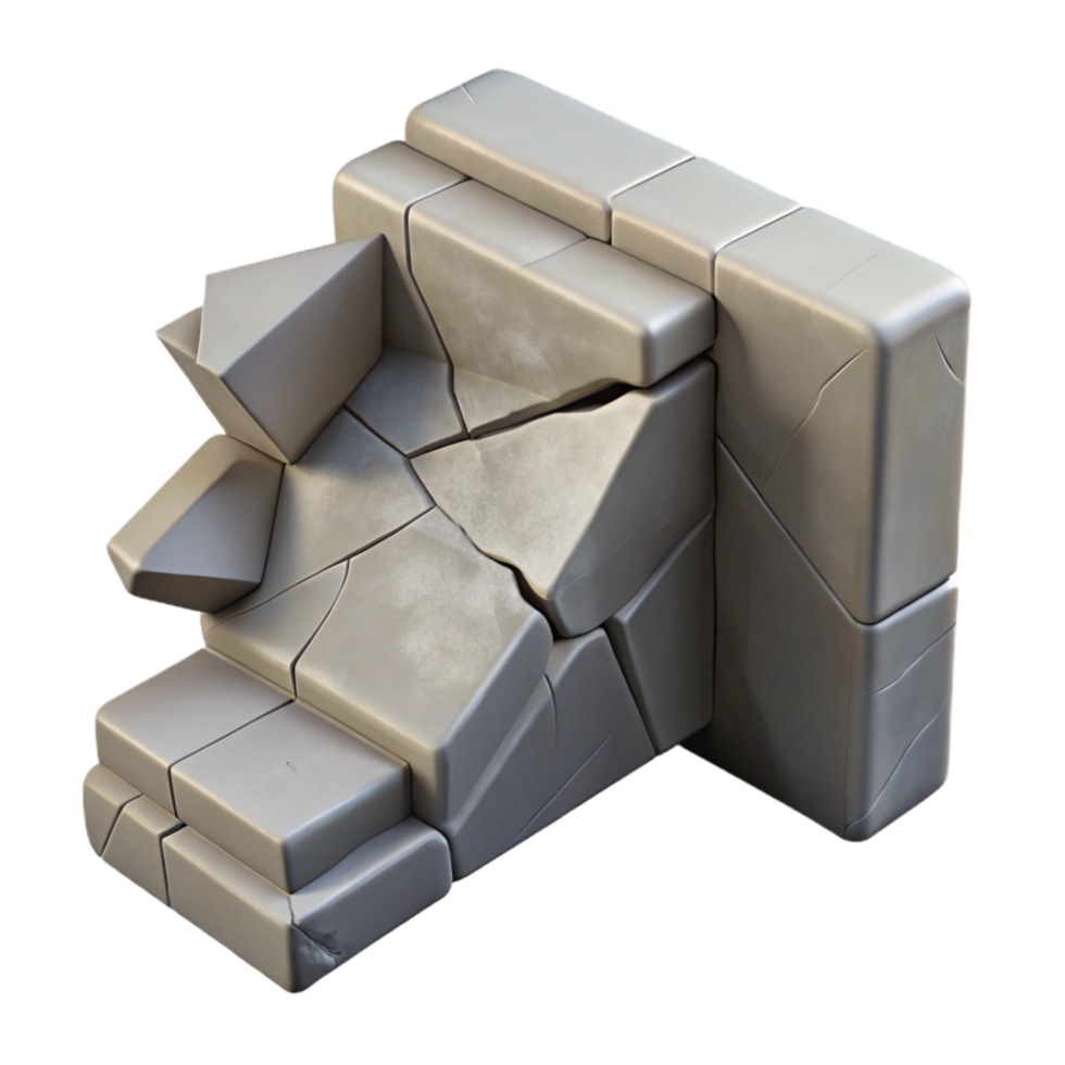 impressive modern Broken Wall Section Isolated with Realistic Shadows exclusive png