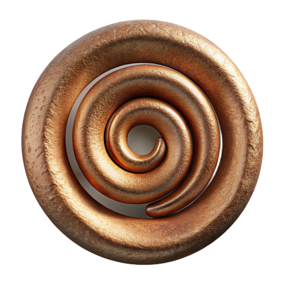 dramatic modern Bronze Alloy Spiral Cutout Low Angle View Isolated professional png