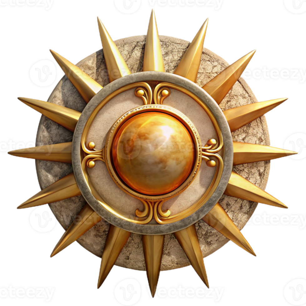 elegant abstract Celestial Architect Transparent Background Golden Sun Design exclusive png