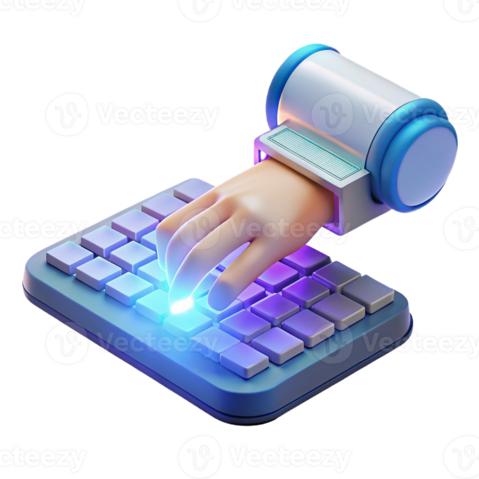 dramatic artistic A Holographic Keyboard Projecting from a Sm authentic png