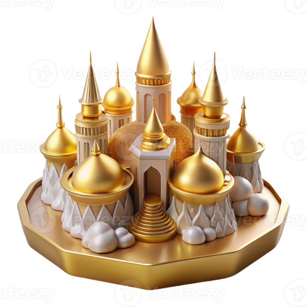 impressive abstract Celestial City Isolated Golden Spires on Transparent Background high quality png