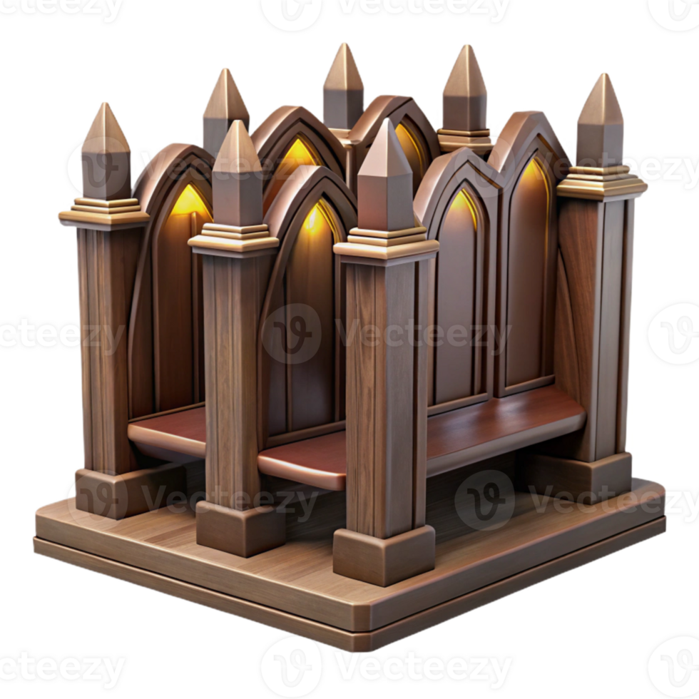 stunning creative Choir Stalls Cutout Dark Wood Finish Transparent Background high resolution png