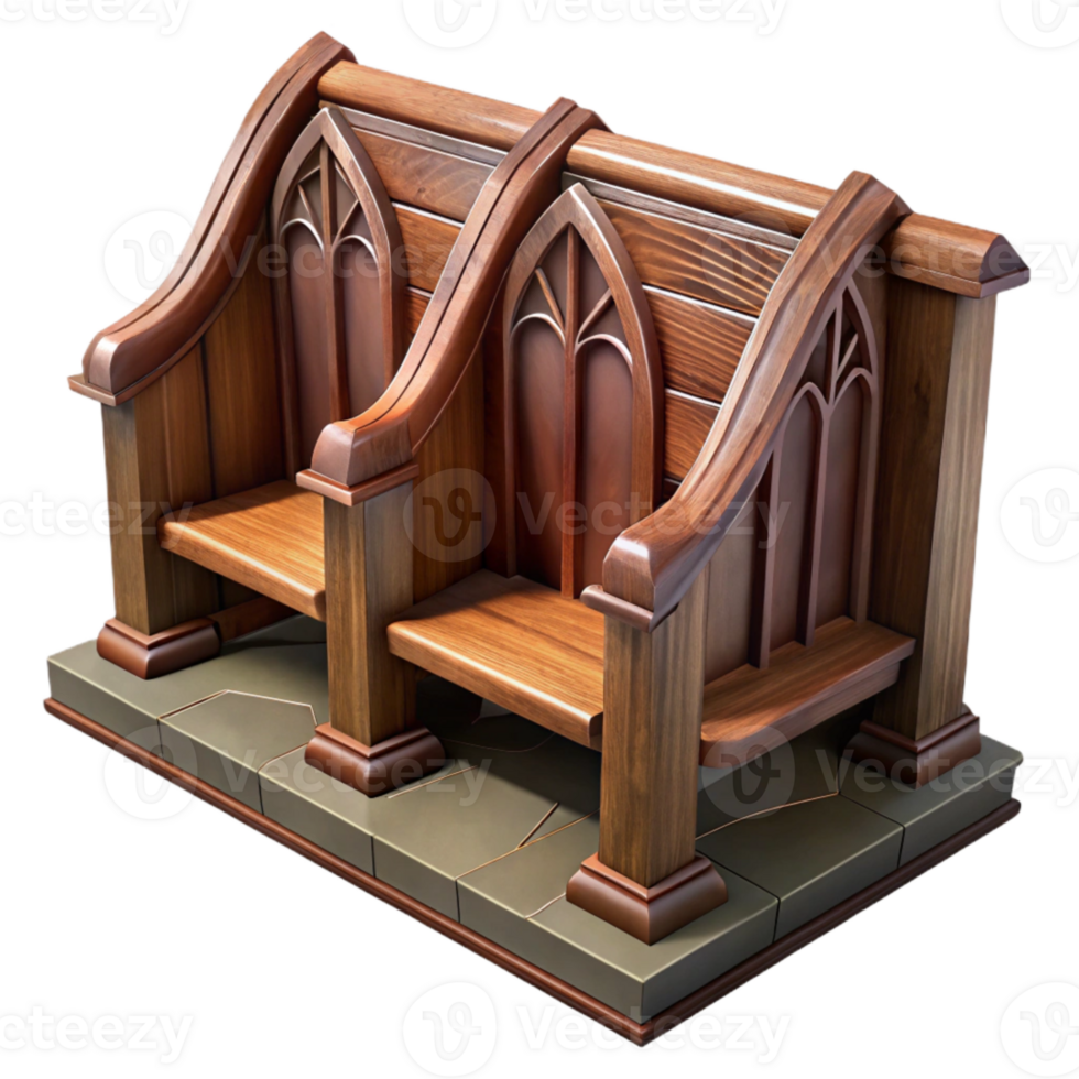 wonderful artistic Choir Stall Carvings Isolated Dark Wood Texture Transparent Background genuine png