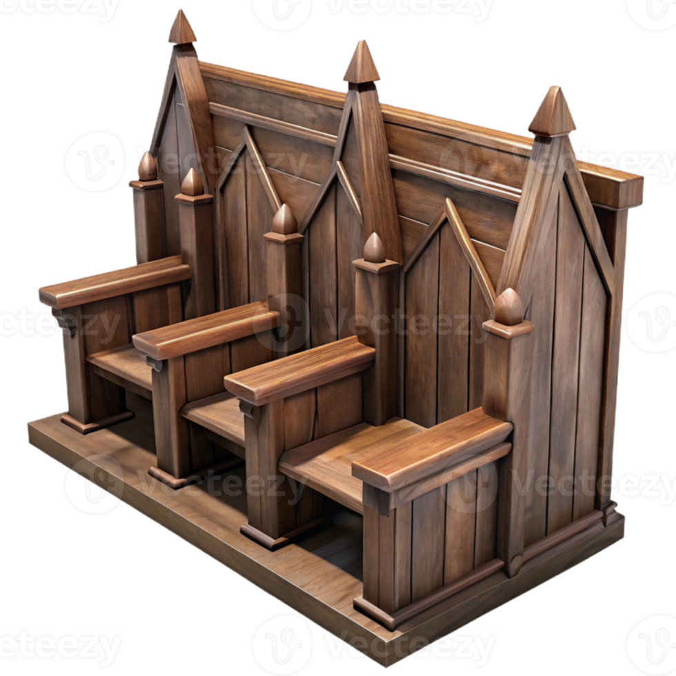 serene abstract Choir Stalls Cutout Dark Wood Finish Transparent Background original png