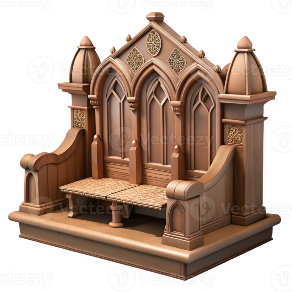 elegant modern Choir Stalls Cutout Dark Wood Finish Transparent Background png