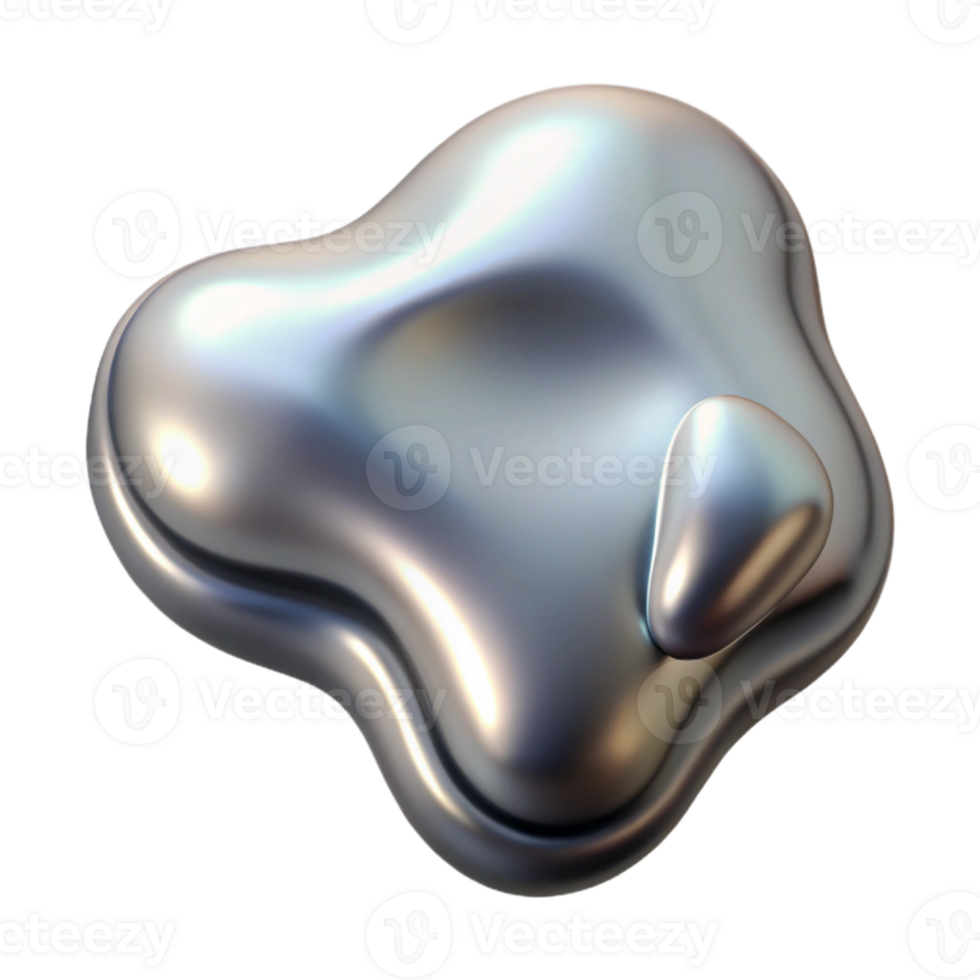 beautiful classic Chrome Liquid Blob Cutout with Smooth Surface exclusive png