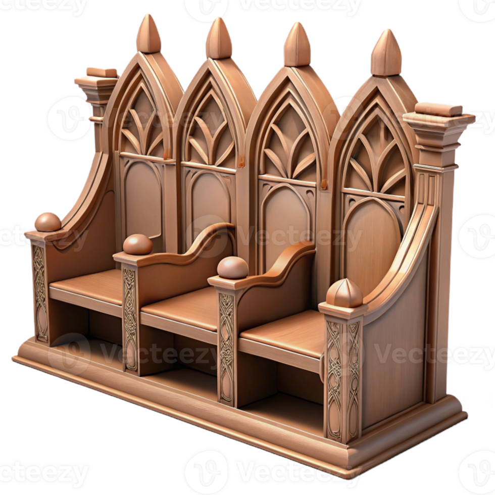 wonderful artistic Choir Stalls Cutout Dark Wood Finish Transparent Background exclusive png