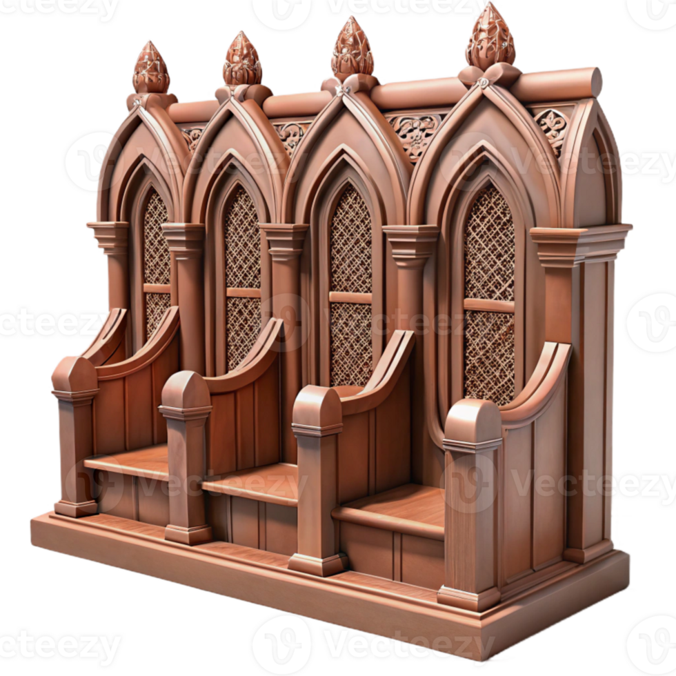 wonderful rustic Choir Stalls Cutout Dark Wood Finish Transparent Background high quality png