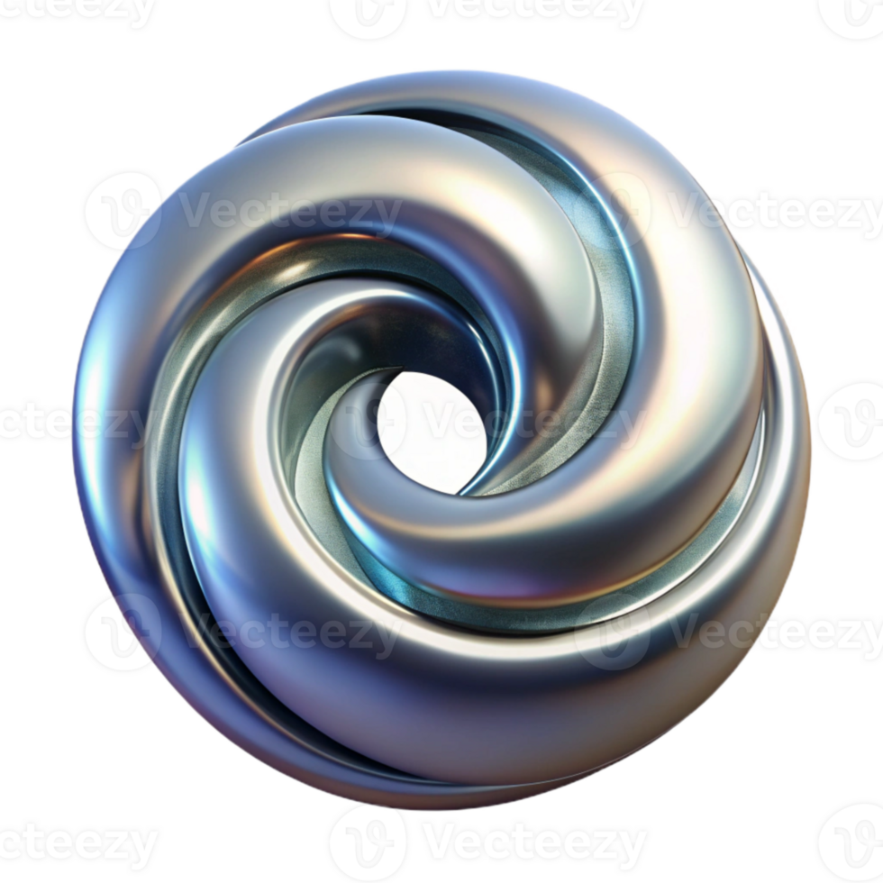 vibrant artistic Chrome Alloy Swirl Transparent Background Isolated authentic png