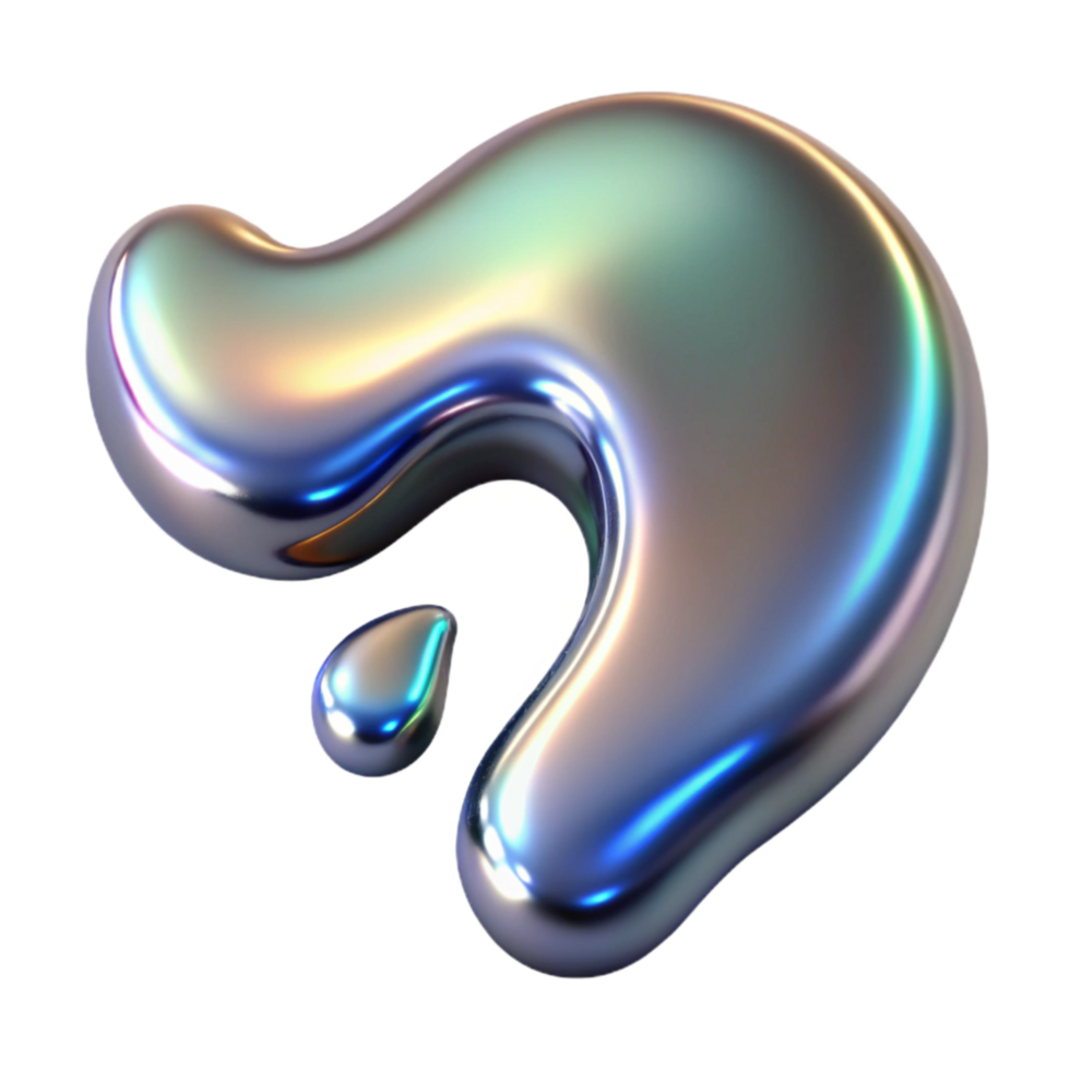 extraordinary artistic Chrome Liquid Stream Cutout with Curved Shape genuine png
