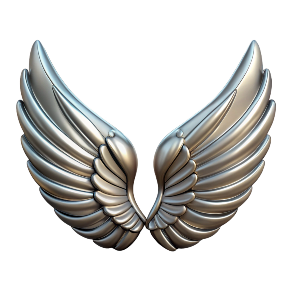 elegant abstract Chrome Plated Wings Isolated on Transparent Background high resolution png