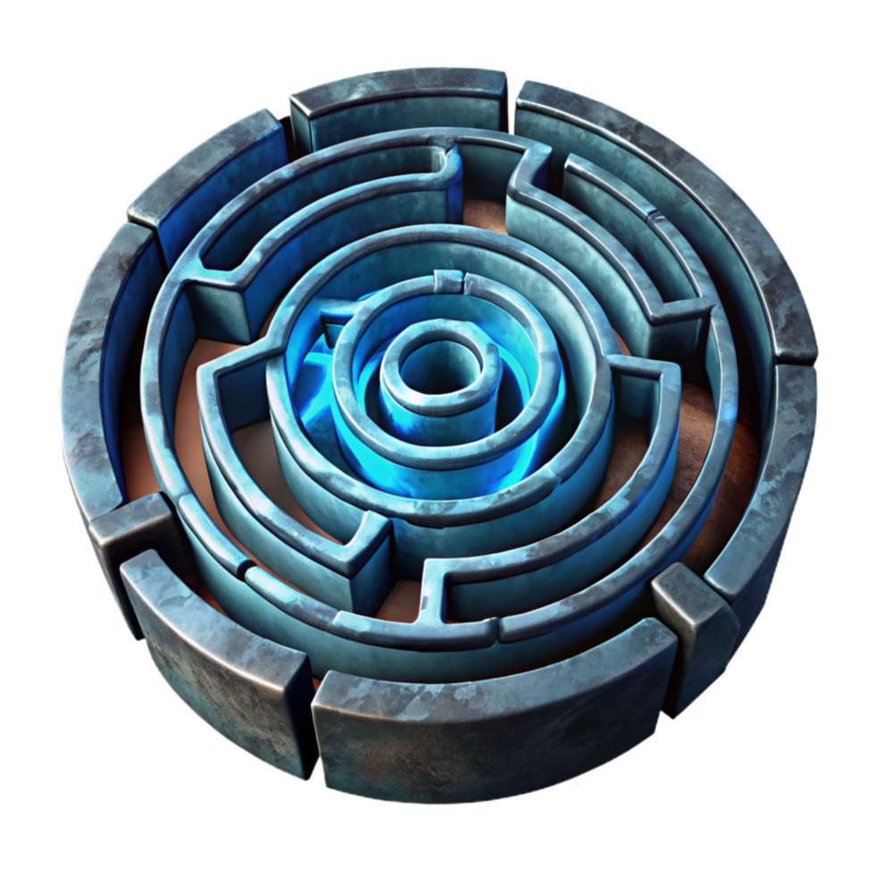 extraordinary abstract Circular Glowing Labyrinth Isolated on Black Background high resolution png