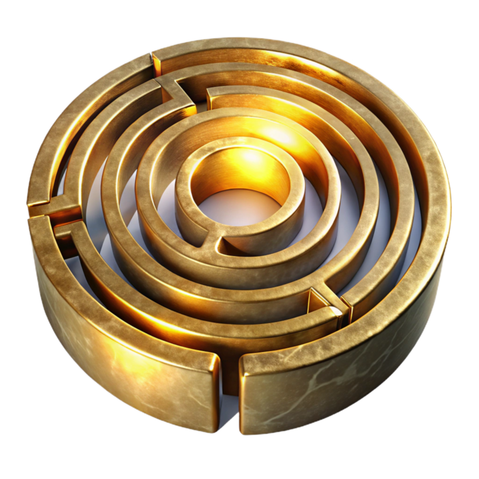 beautiful classic Circular Luminari Labyrinth Isolated Golden Light high resolution png