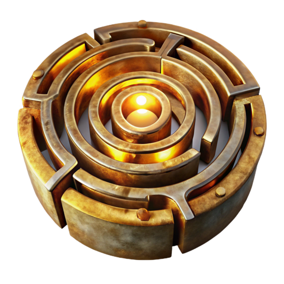serene rustic Circular Luminari Labyrinth Isolated Golden Light png