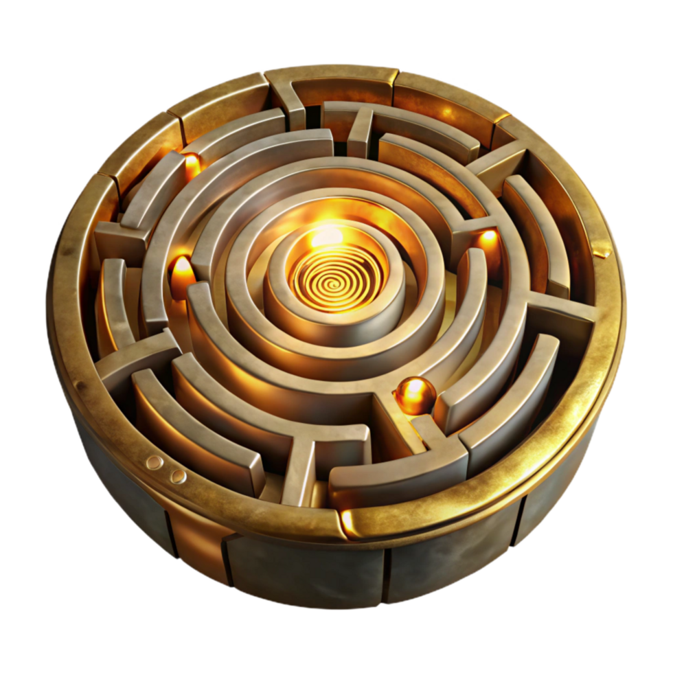 beautiful creative Circular Luminari Labyrinth Isolated Golden Light exclusive png