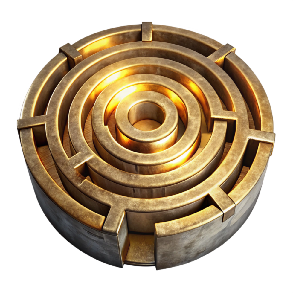 serene abstract Circular Luminari Labyrinth Isolated Golden Light png