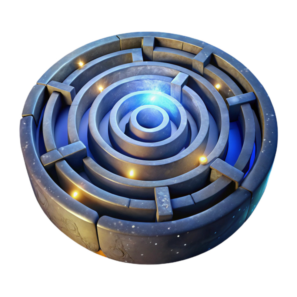 extraordinary creative Circular Luminari Labyrinth Transparent Background with Starry Sky premium png