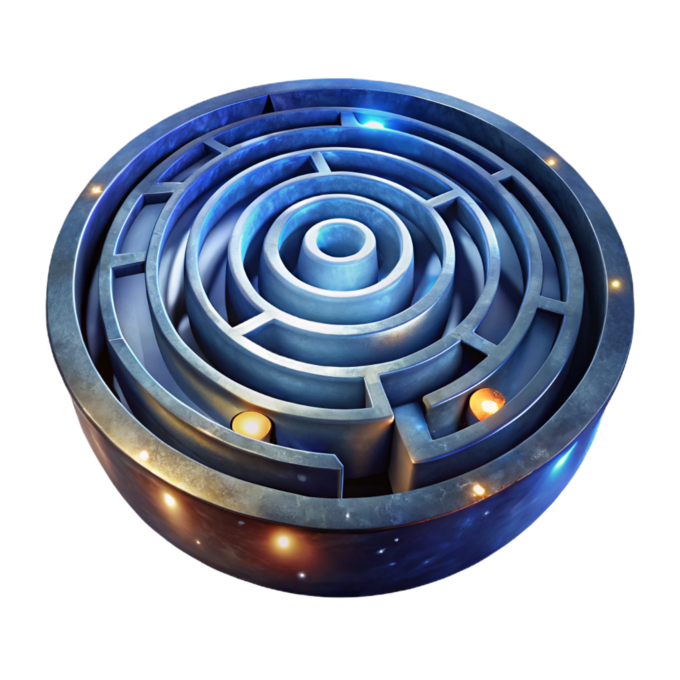 stunning traditional Circular Luminari Labyrinth Transparent Background with Starry Sky high resolution png