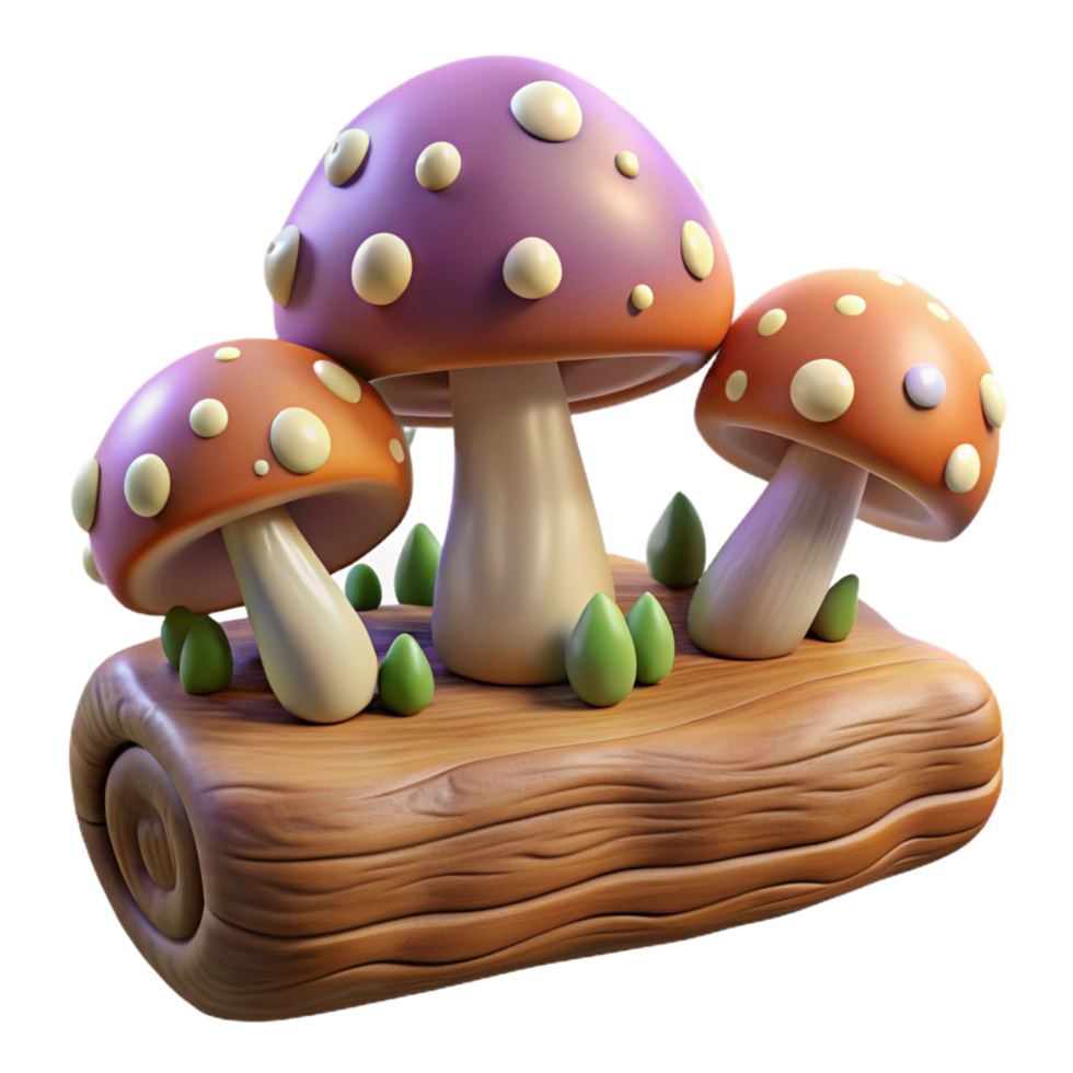 elegant modern Mushrooms Growing on a premium png