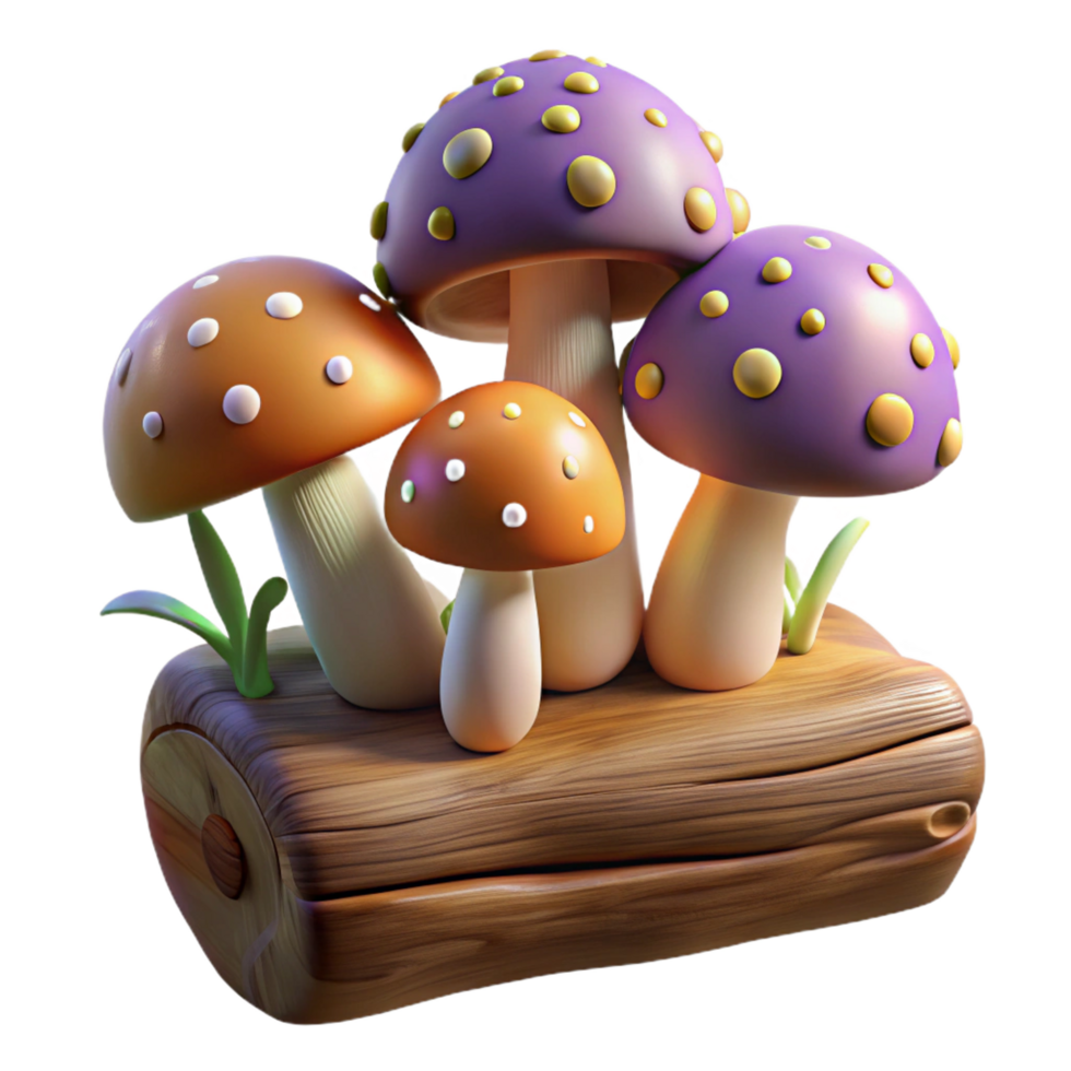 stunning minimalist Mushrooms Growing on a exclusive png