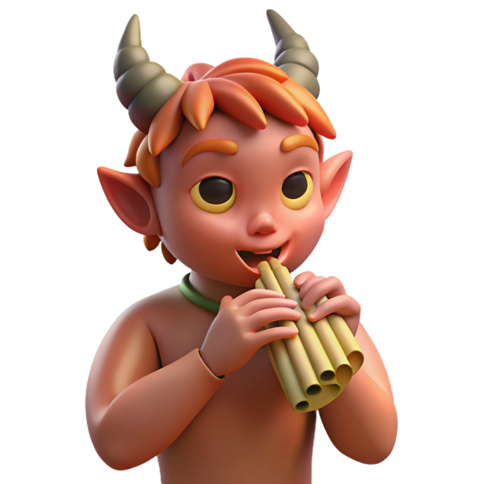 vibrant artistic A Mischievous Satyr Playing a Pan Flute in premium png