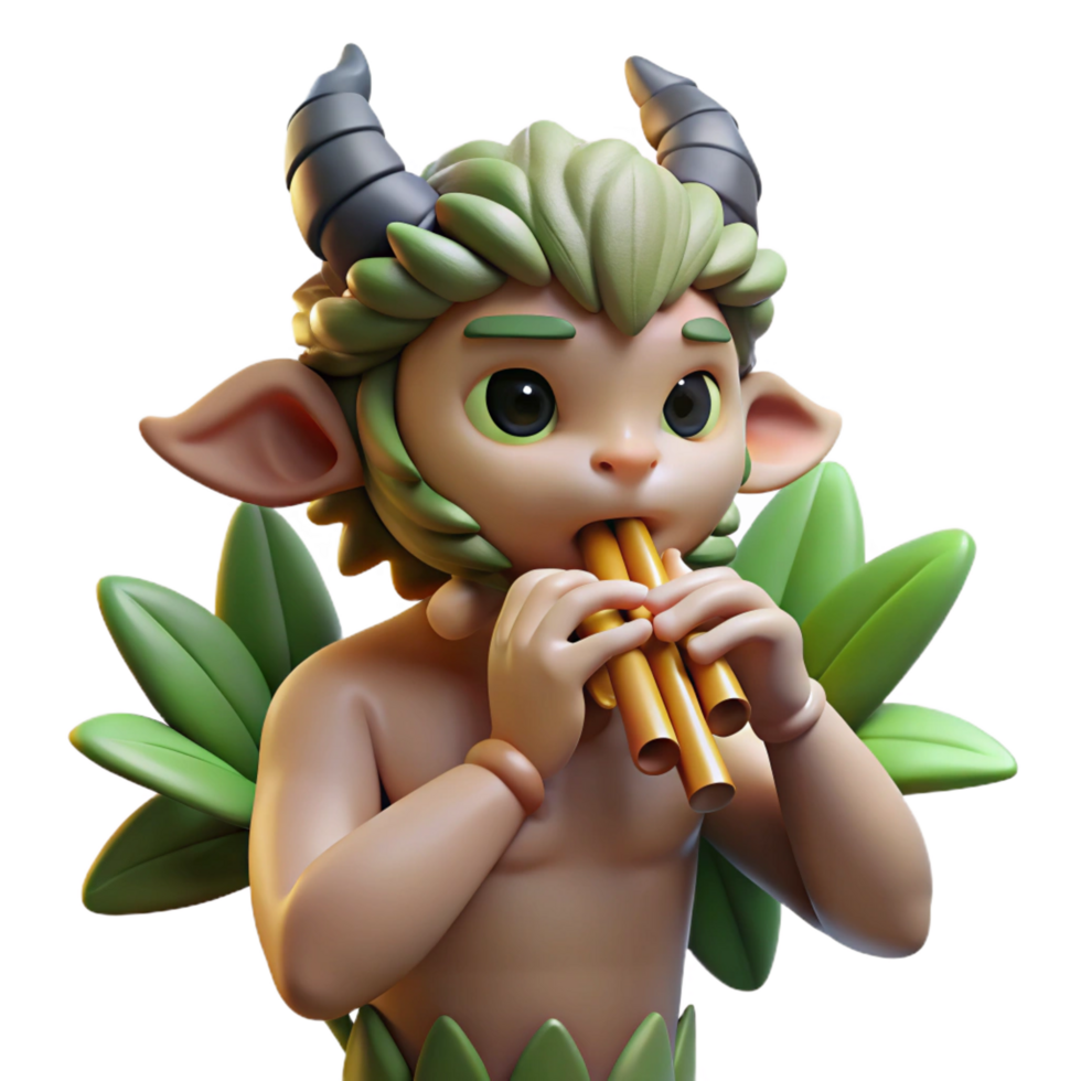 vibrant rustic A Mischievous Satyr Playing a Pan Flute in original png
