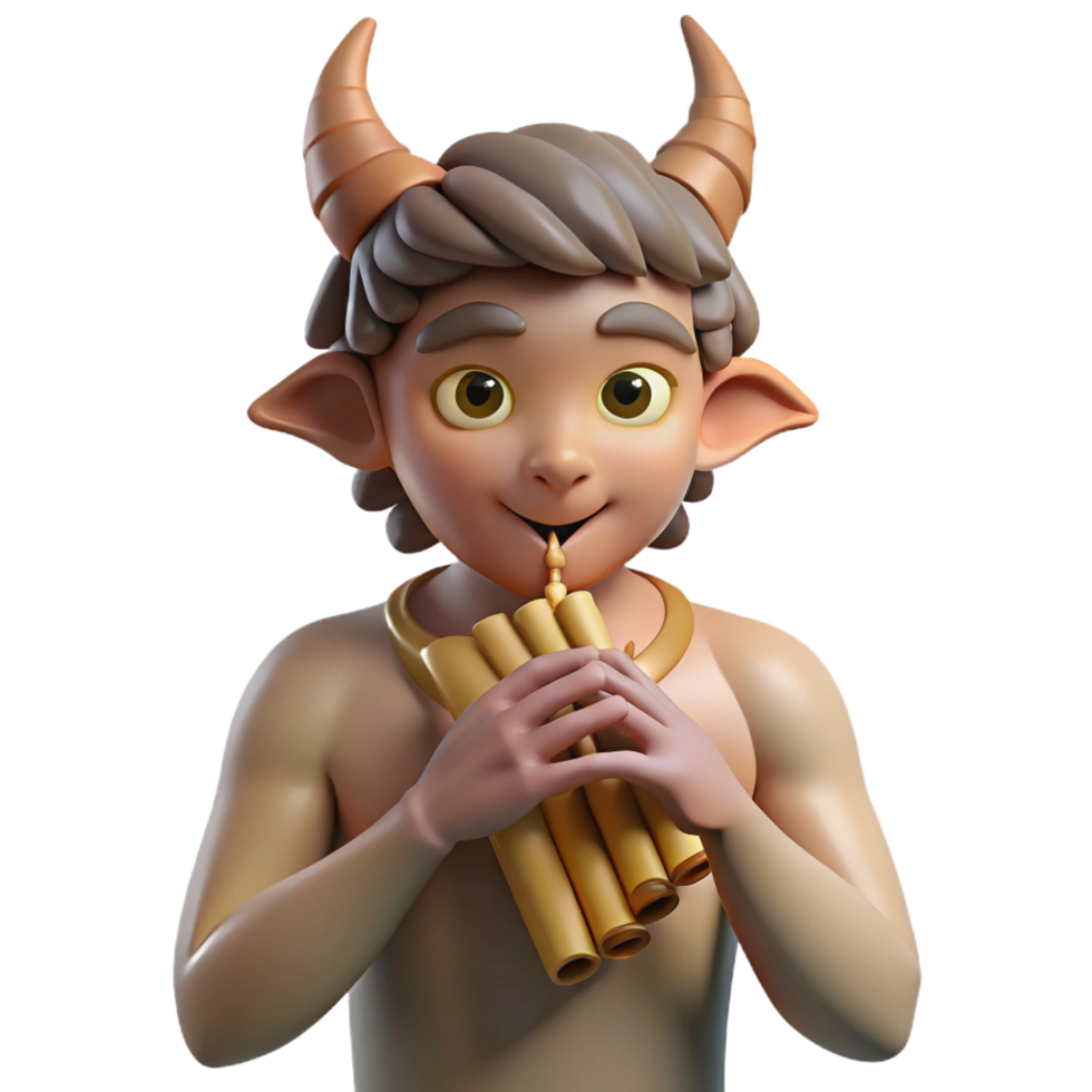 beautiful rustic A Mischievous Satyr Playing a Pan Flute in 4K png
