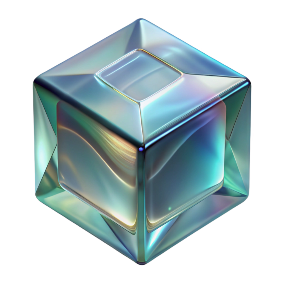 stunning creative Clear Glass Cube Refracted Light Isolated professional png