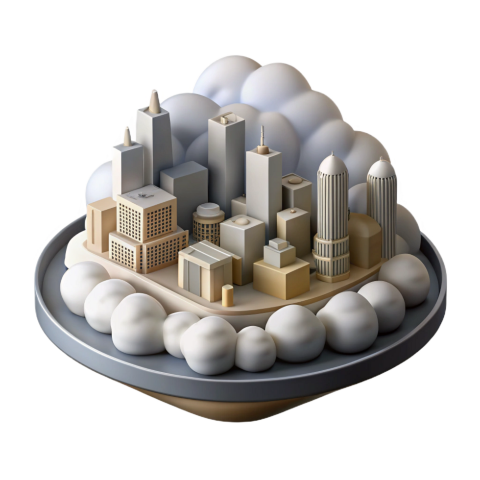 serene classic Cloudy Cityscape Isolated with Modern Architecture professional png