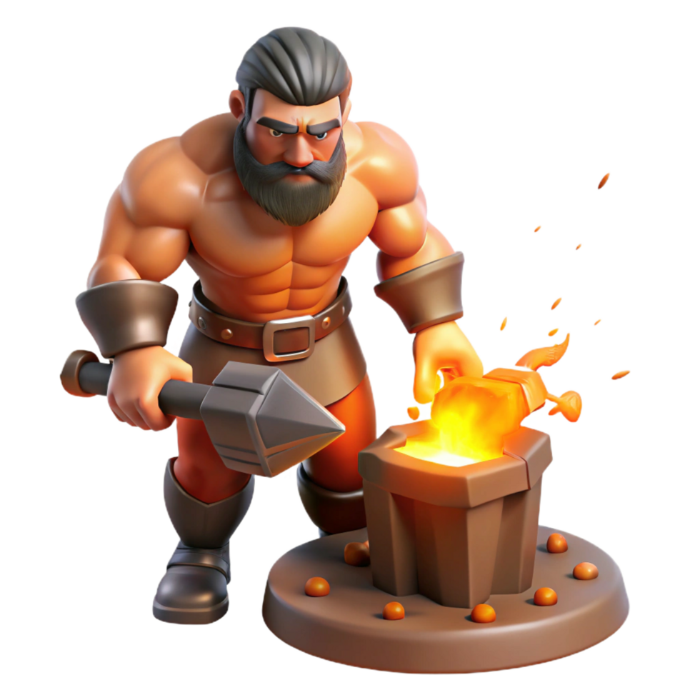 serene minimalist A Powerful Cyclops Forging a Thunderbolt high resolution png