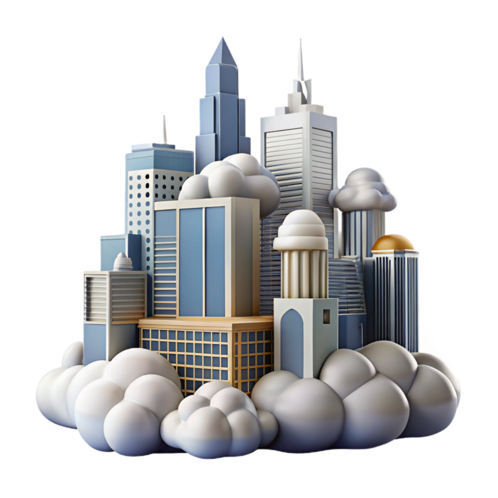 wonderful minimalist Cloudy Cityscape Isolated with Modern Architecture premium png