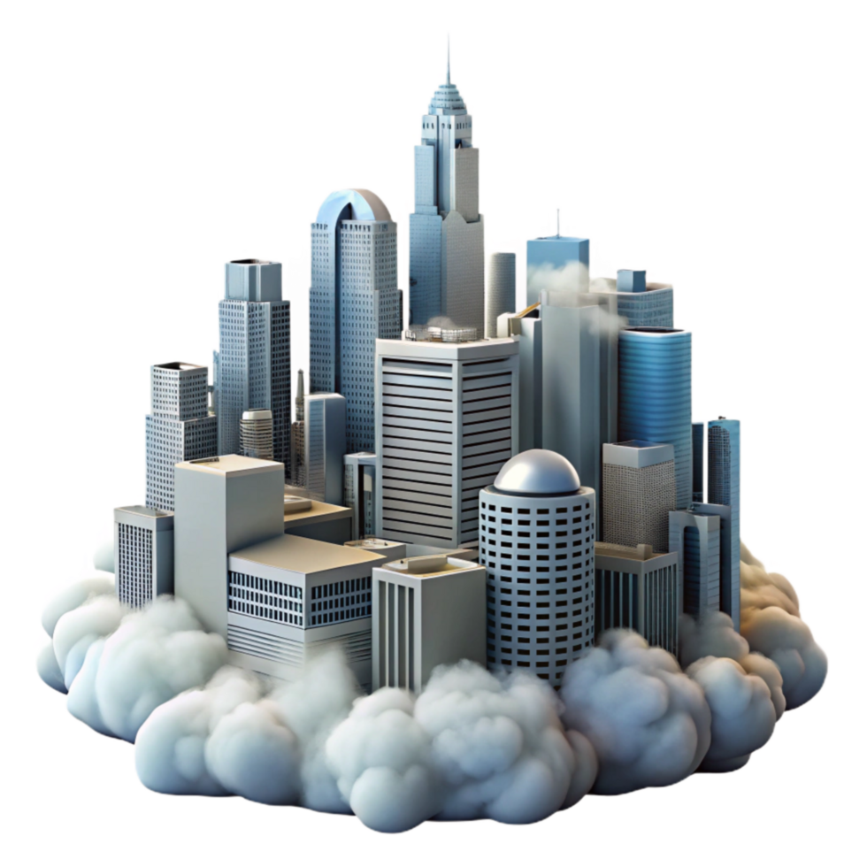 elegant modern Cloudy Cityscape Isolated with Modern Architecture genuine png