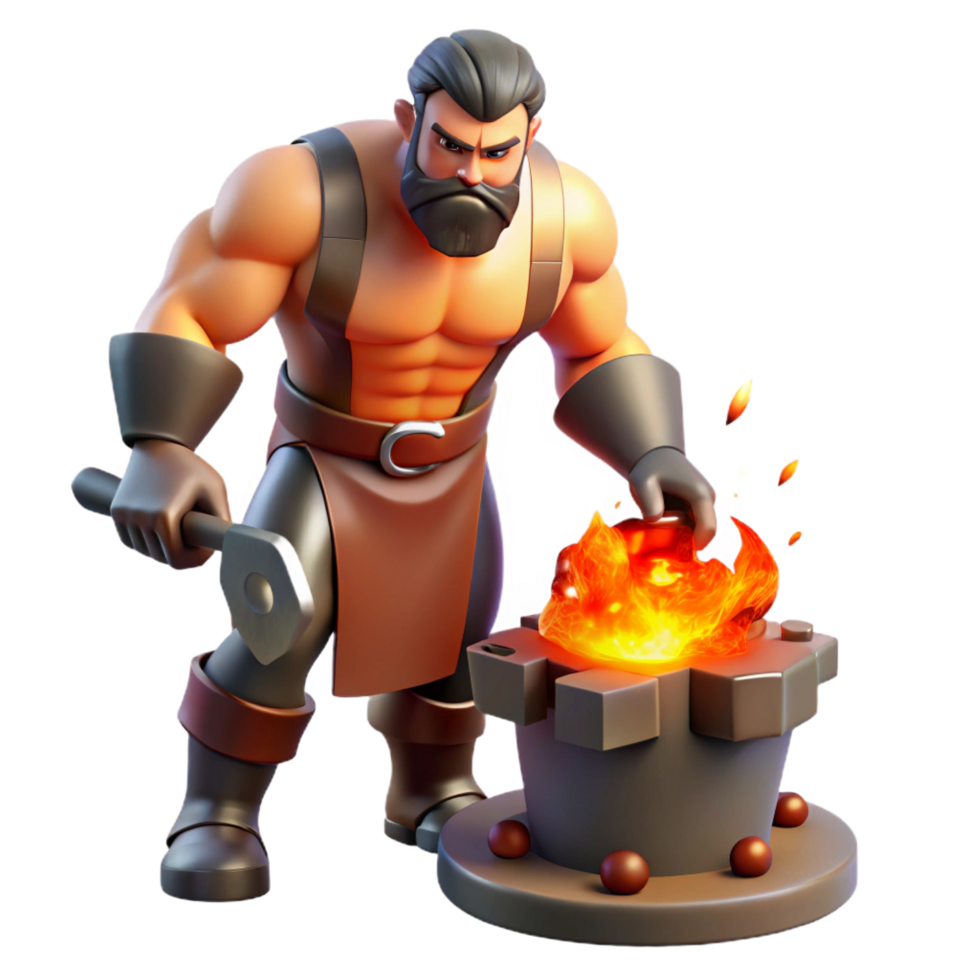 elegant vintage A Powerful Cyclops Forging a Thunderbolt exclusive png
