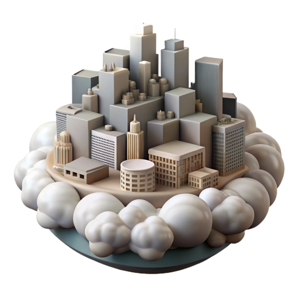 impressive contemporary Cloudy Cityscape Transparent Background Aerial Perspective exclusive png