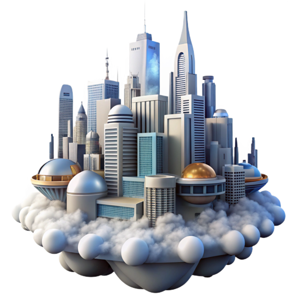 vibrant artistic Cloudy Metropolis Isolated Futuristic Architecture Daytime professional png