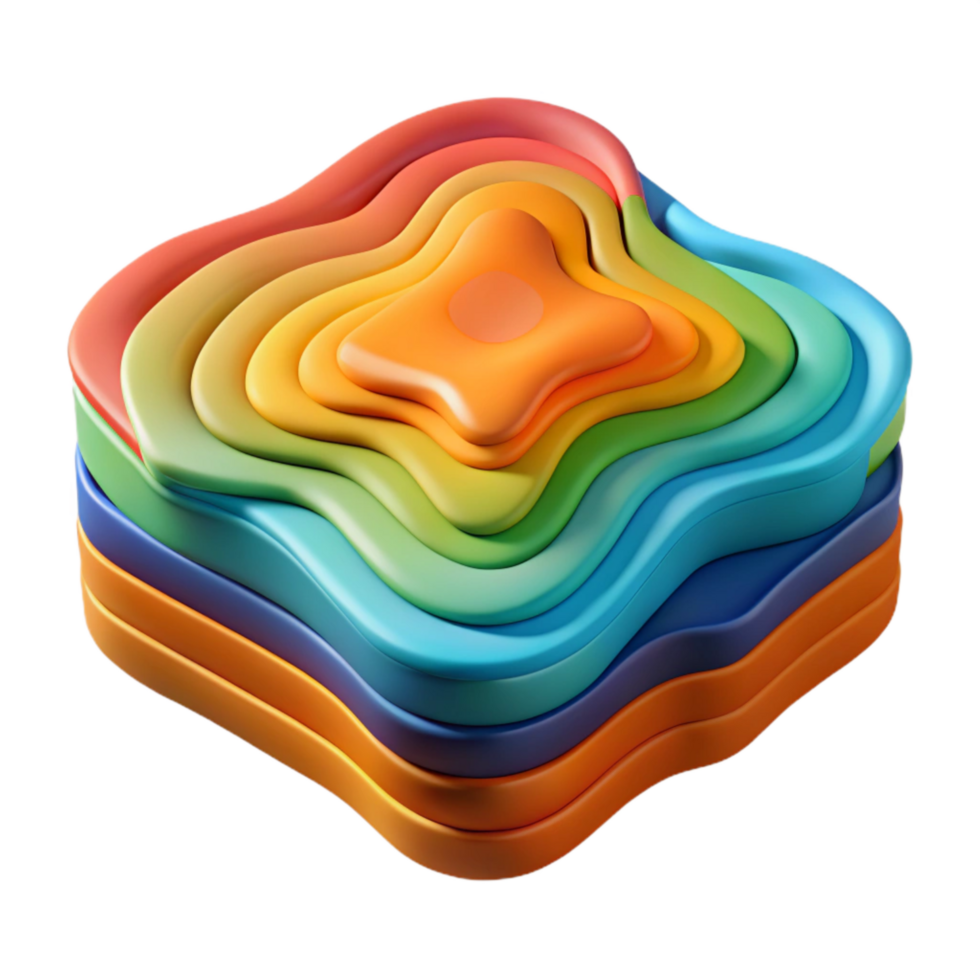impressive vintage Colorful Topographic Map Layers Cutout Element authentic png