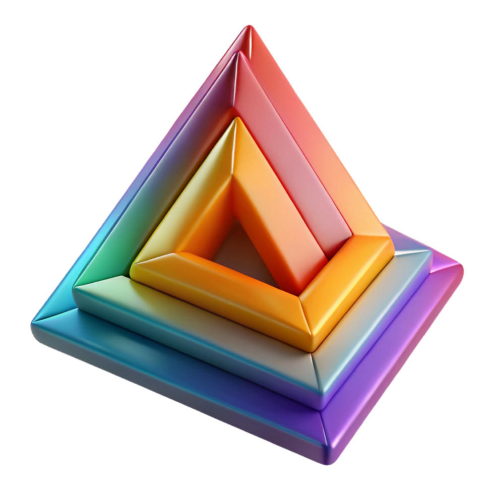 serene abstract Colorful Triangles with Depth Illusion Isolated genuine png
