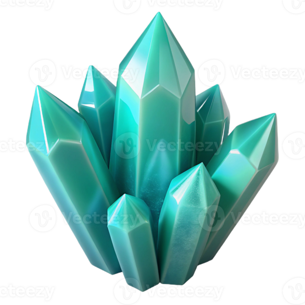 impressive vintage Crystallized Shapes Isolated Transparent Background Dreamy Teal Hues exclusive png