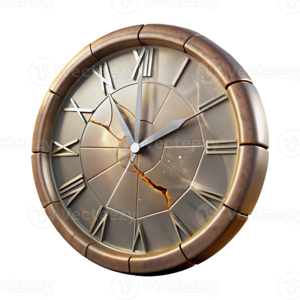elegant modern Damaged Clock Face Isolated with Cracked Glass authentic png
