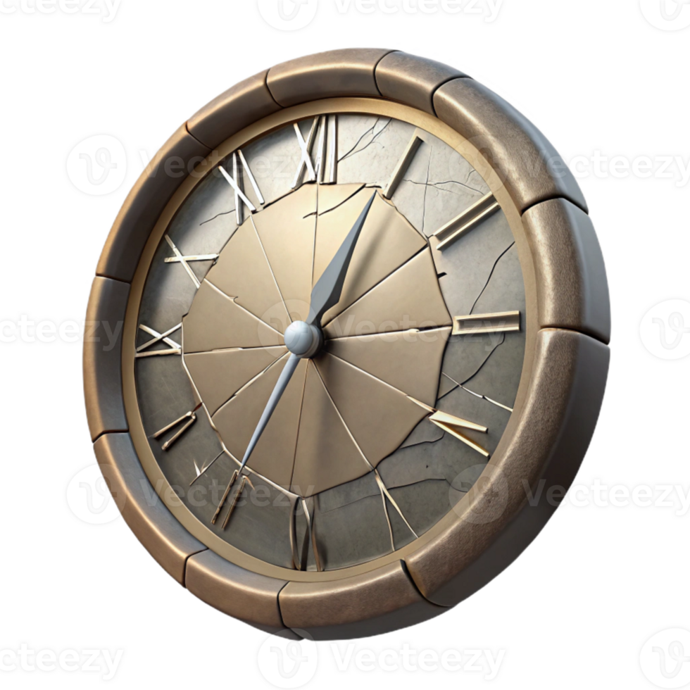 vibrant minimalist Damaged Clock Face Isolated with Cracked Glass high quality png