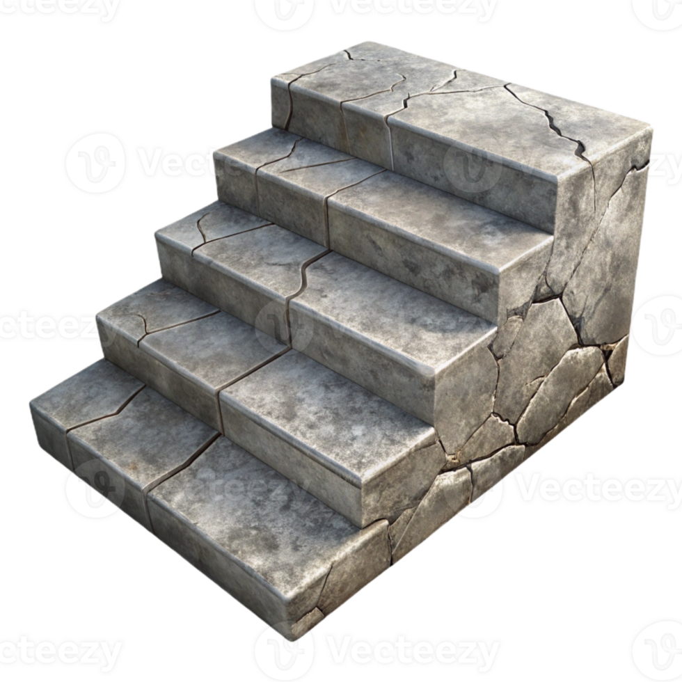 serene contemporary Damaged Concrete Step Texture Isolated professional png