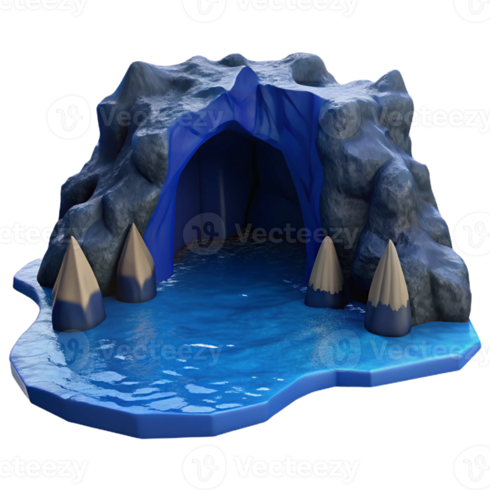dramatic modern Dark Blue Grotto in Ocean Cliff Cutout professional png
