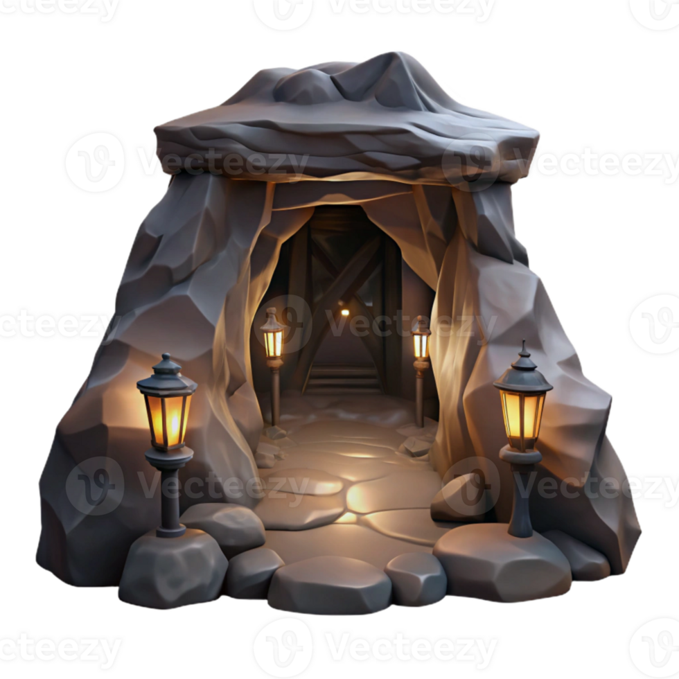 beautiful contemporary Dark Cave Passage Transparent Background with Dramatic Shadows premium png