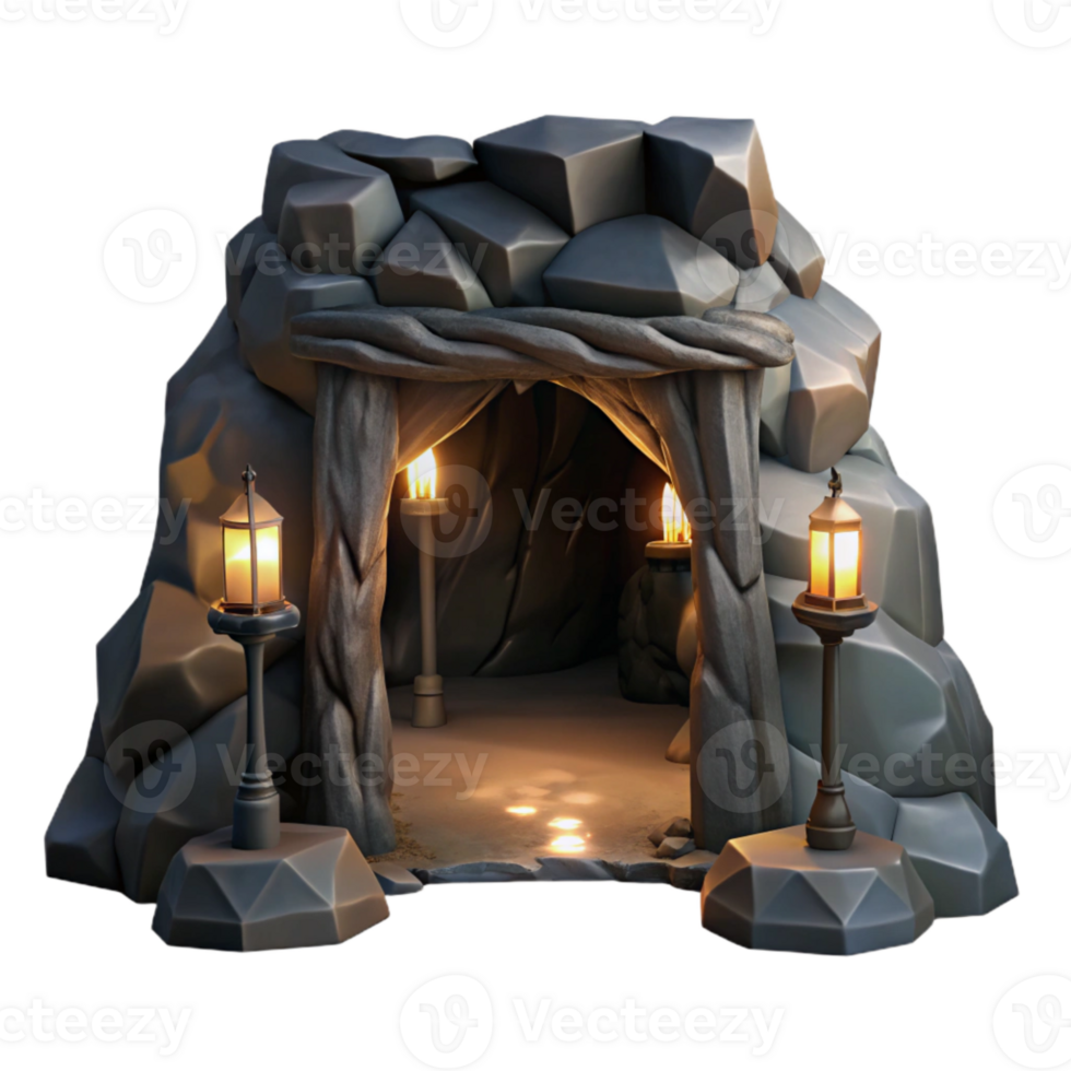 beautiful artistic Dark Cave Passage Transparent Background with Dramatic Shadows premium png