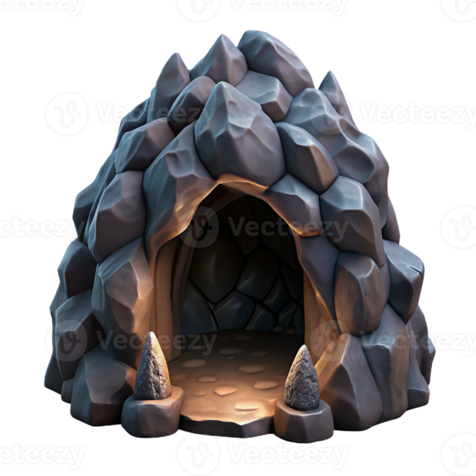 serene rustic Dark Gelid Grotto Cave Opening Cutout authentic png